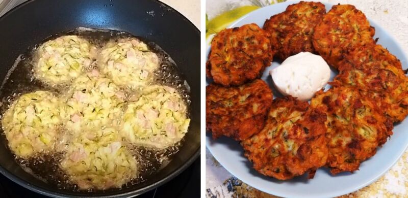 тыквенные оладьи с колбасой